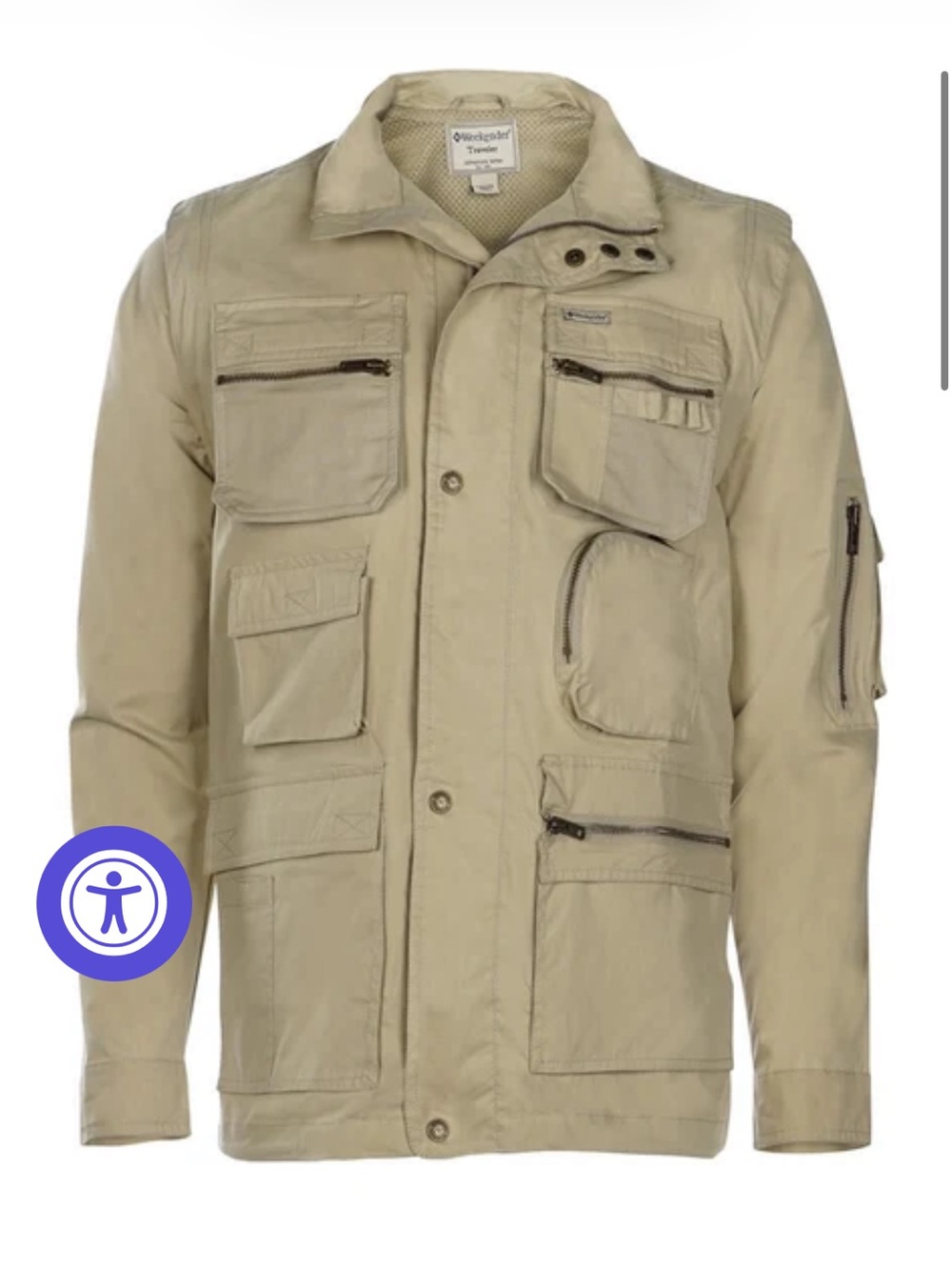 Men’s Beige Travel Jacket Size XL Convertible Correspondent Weekender Traveler